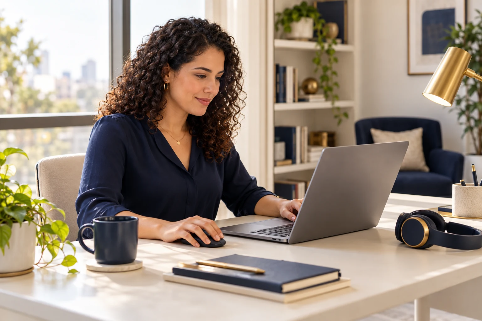 Profissional estudando com notebook em um ambiente de aprendizado