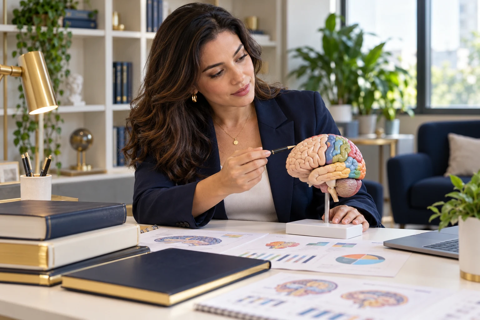Profissional analisando materiais sobre neuroaprendizagem